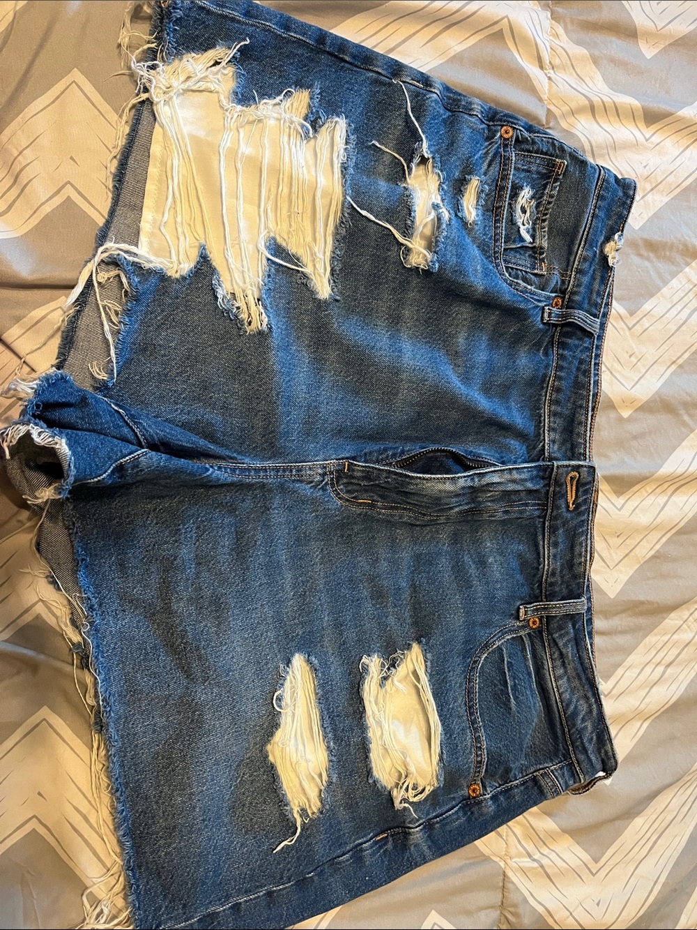 American Eagle Outfitters Distressed Blue Denim Jean Shorts
